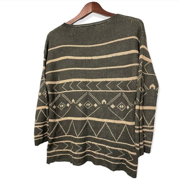 Lumiere Charcoal and Tan Cozy Pattern Sweater, Size S - Picture 5 of 8
